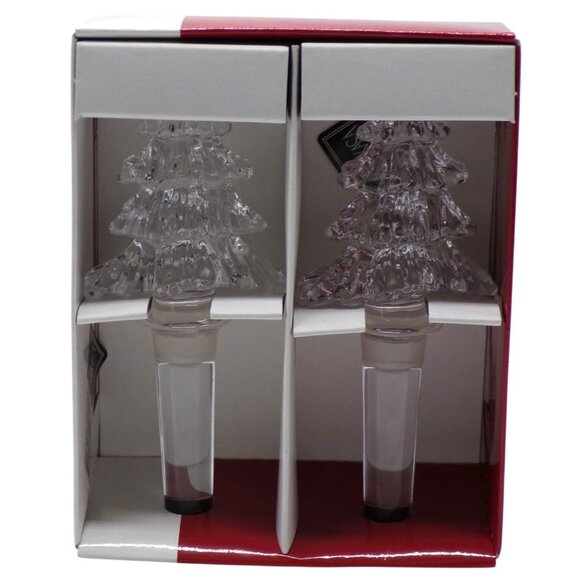 Mikasa Austrian Lead Crystal Christmas Tree Motif Bottle Stoppers Set-2 NIB - Picture 1 of 5
